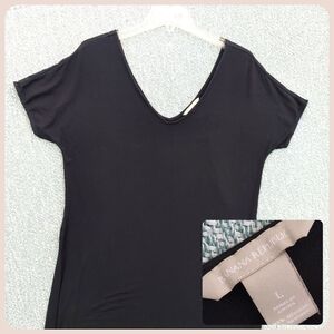 Banana Republic Black Short Sleeve V-Neck Tee Dress, Sz L